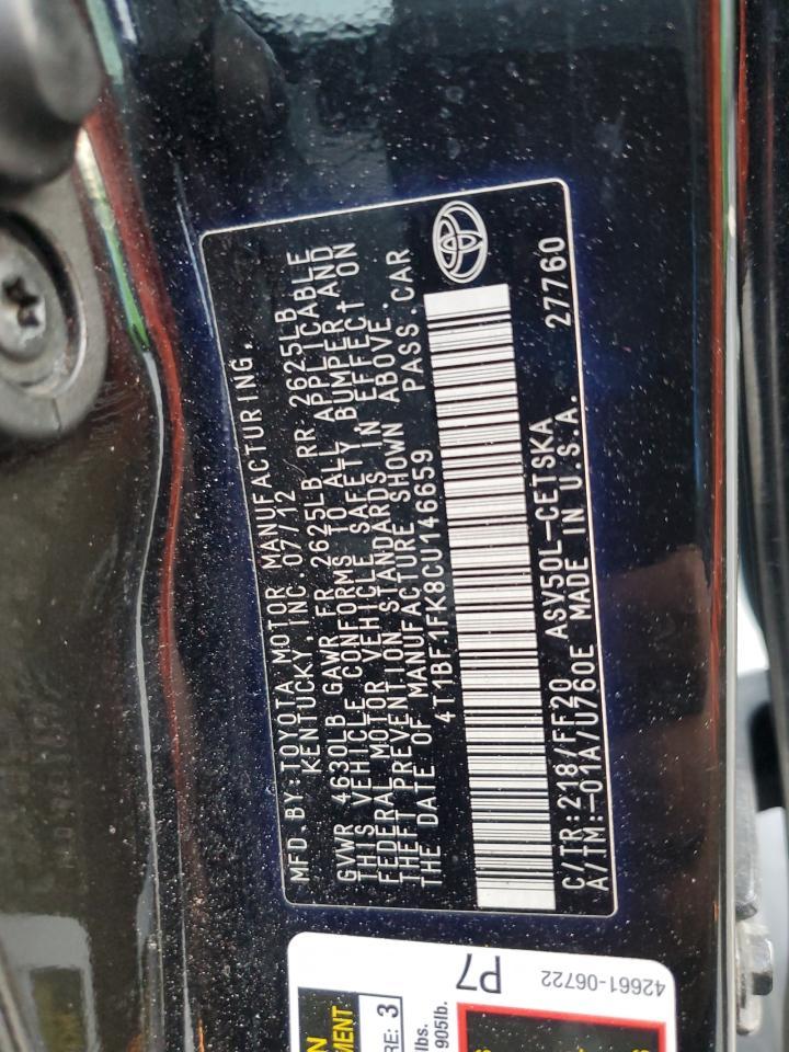 2012 TOYOTA CAMRY