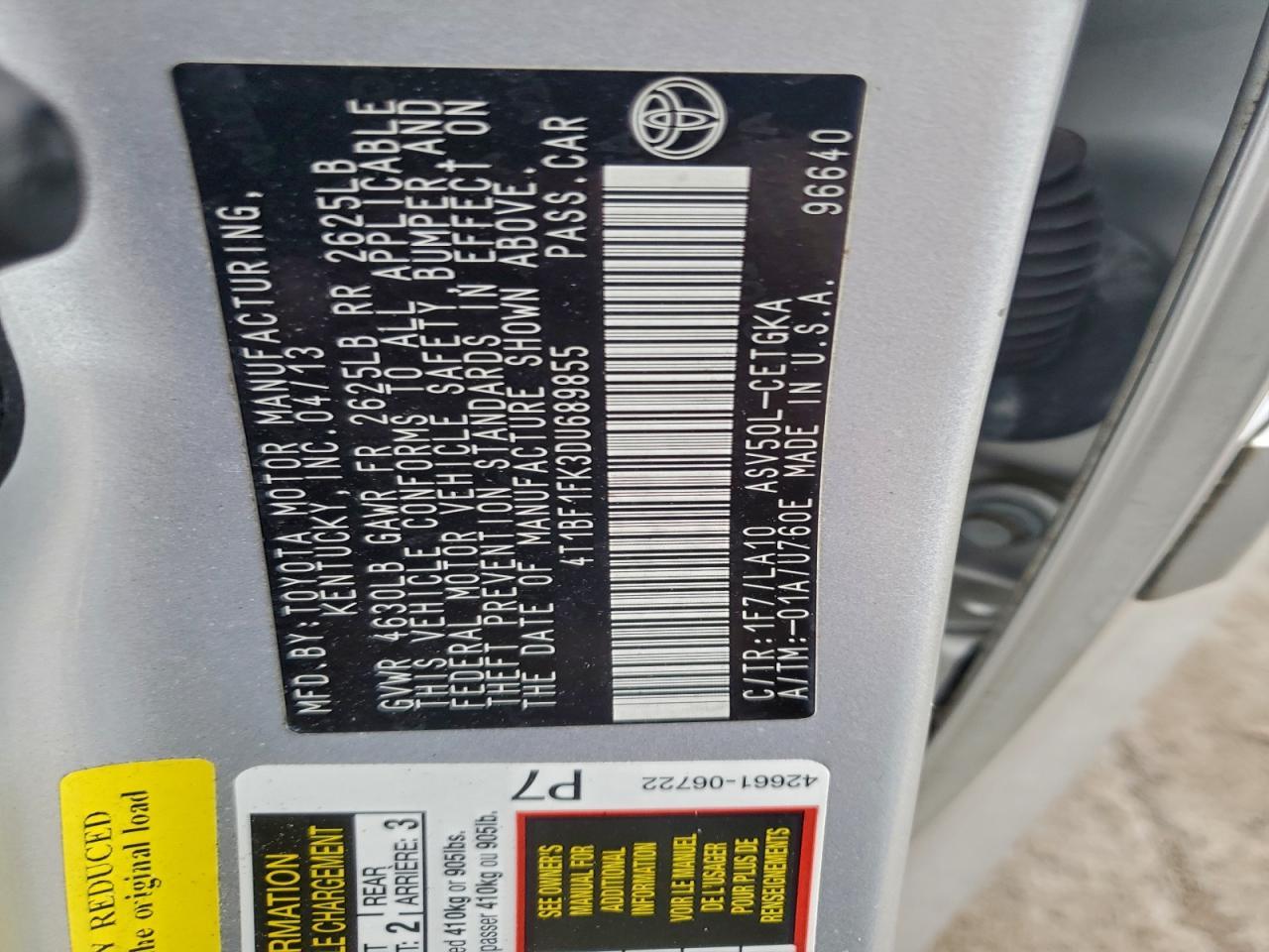 2013 TOYOTA CAMRY
