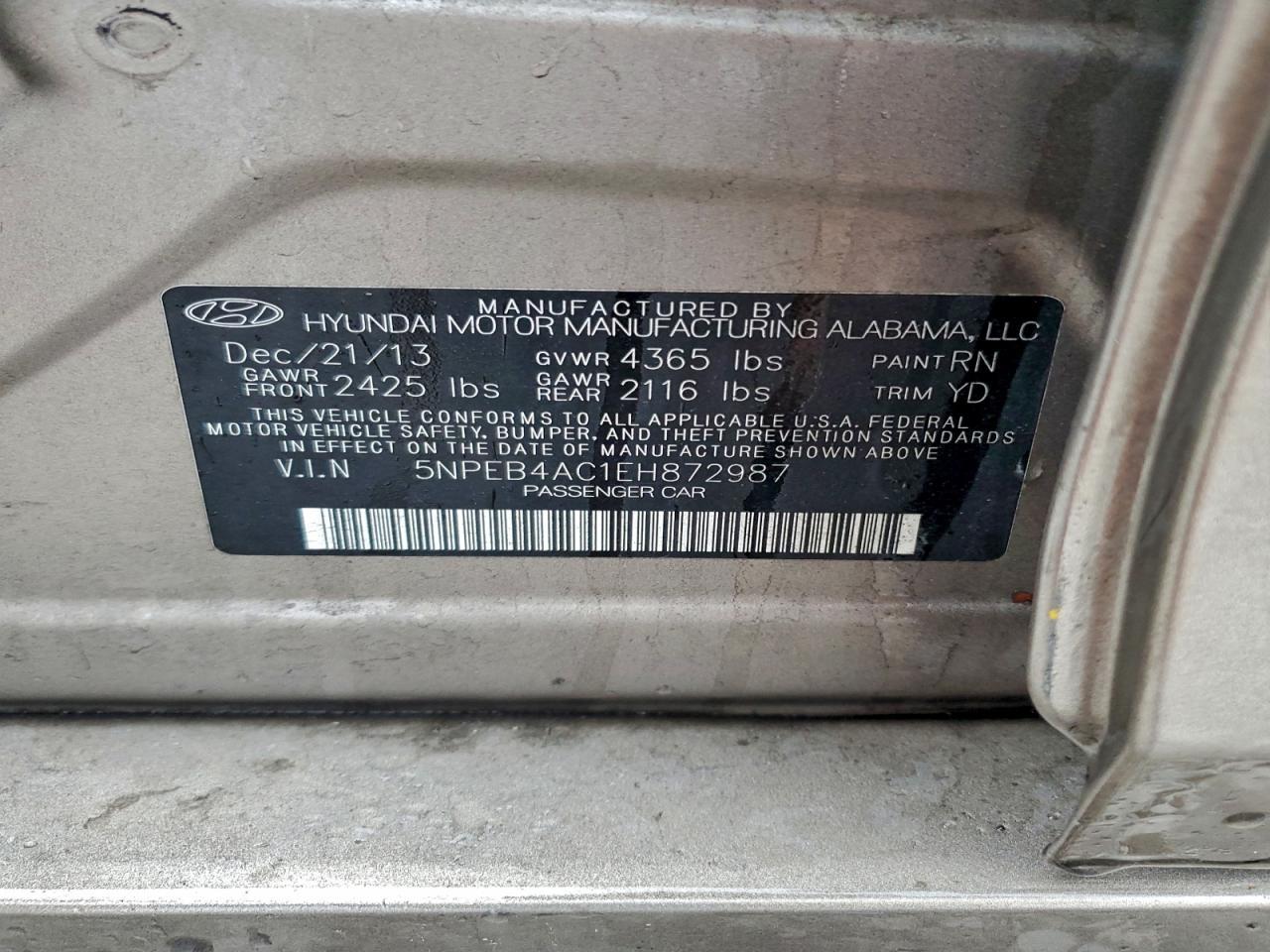 2014 HYUNDAI SONATA