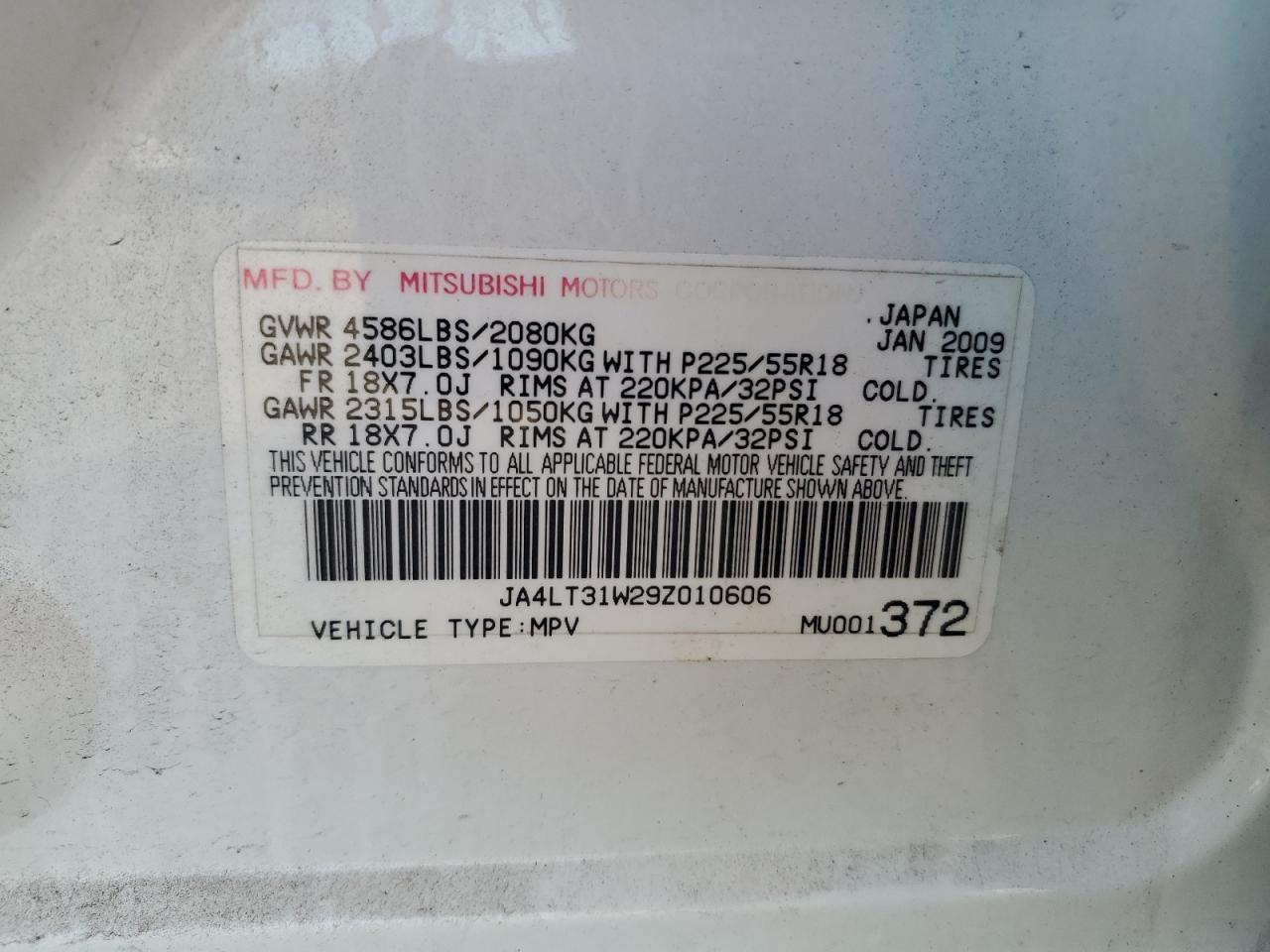 2009 MITSUBISHI outlander