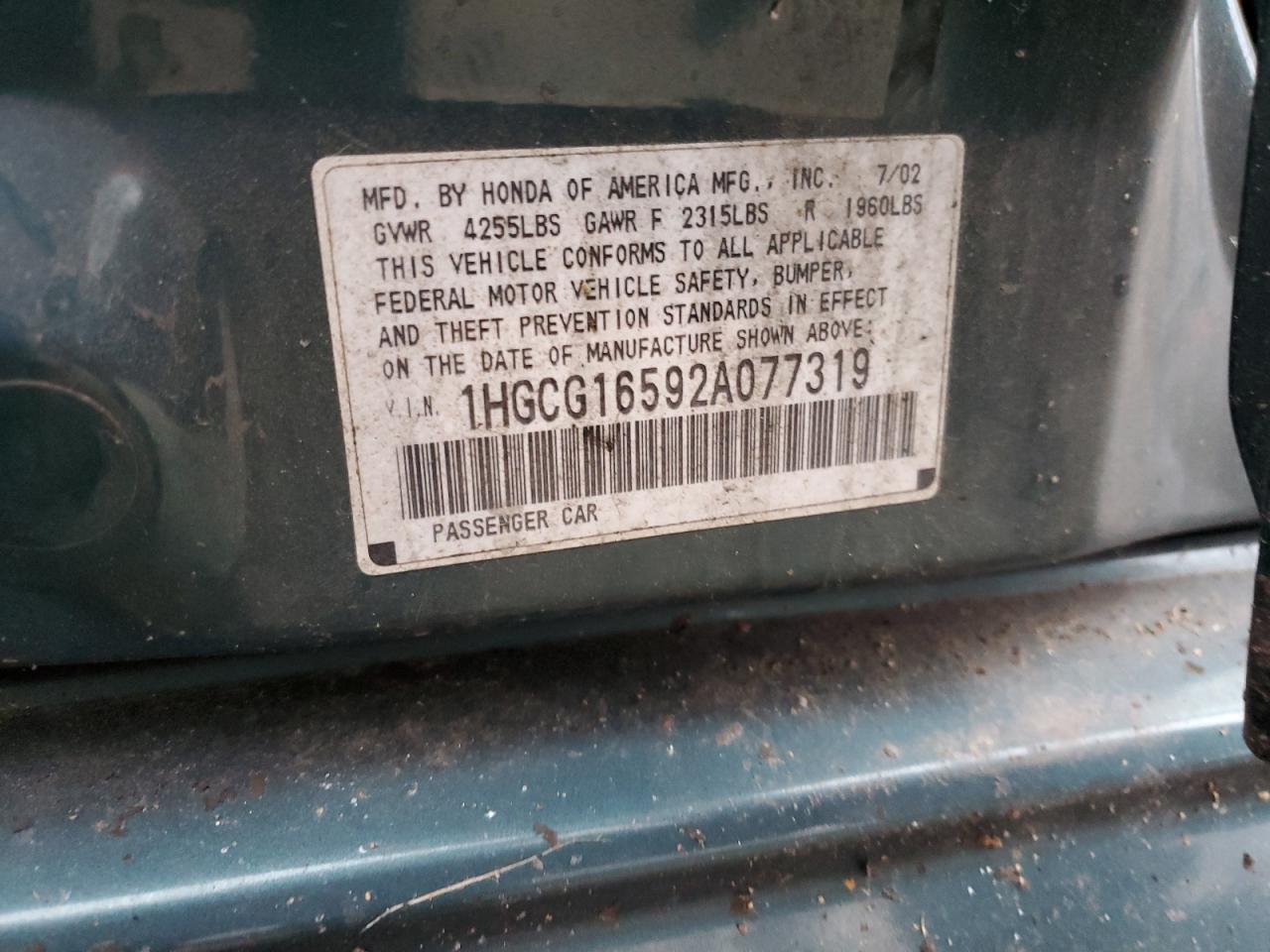 2002 HONDA ACCORD