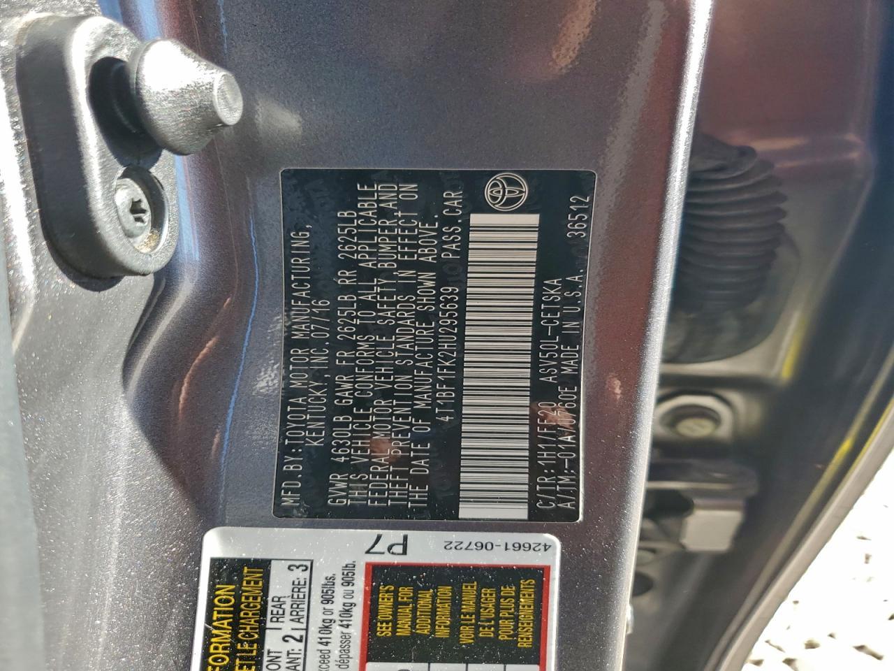 2017 TOYOTA CAMRY