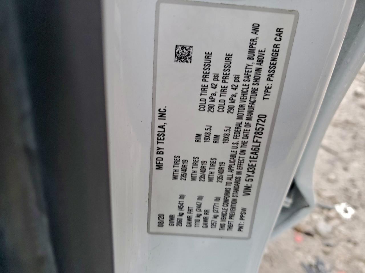 2020 TESLA MODEL 3