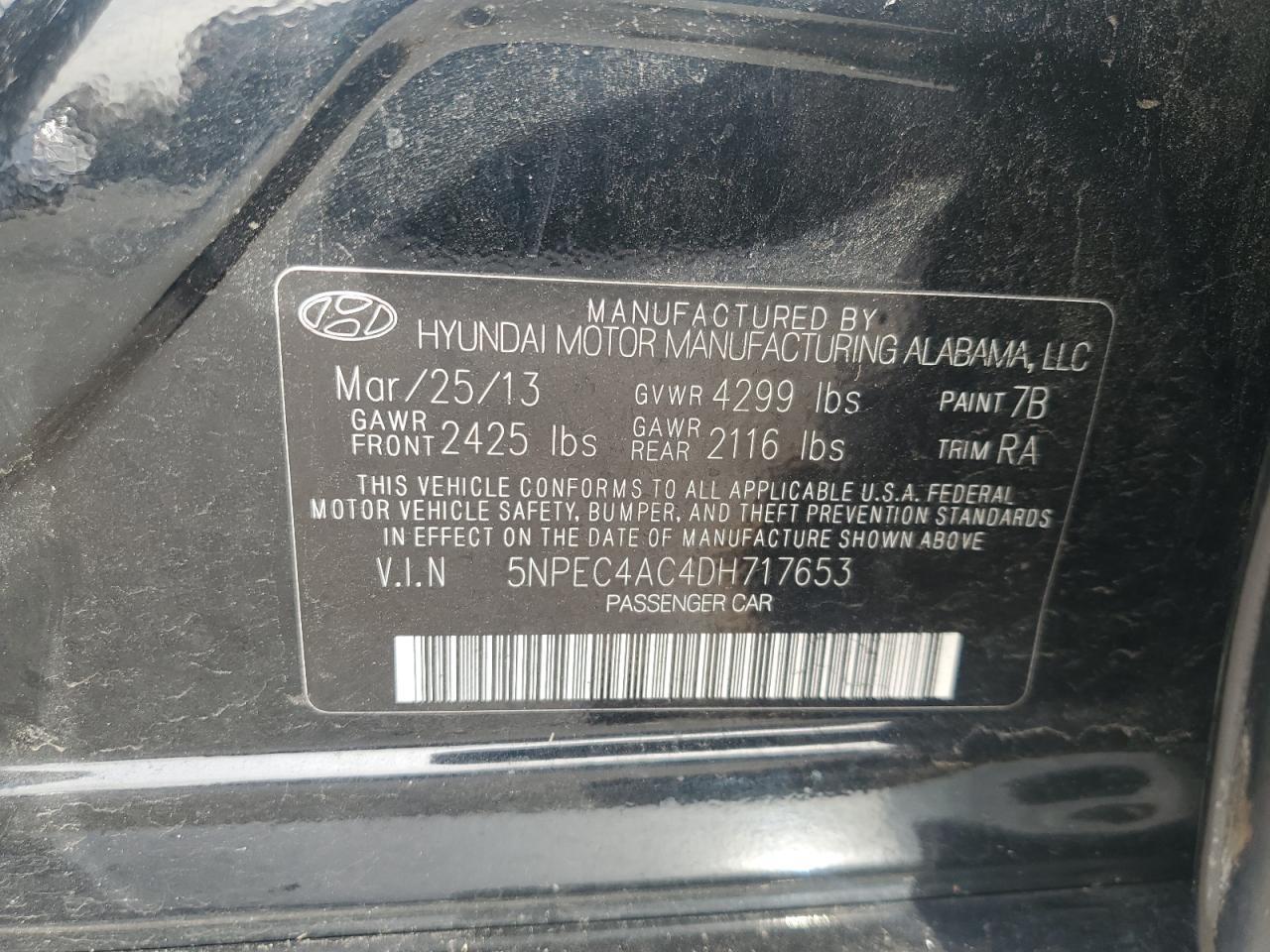 2013 HYUNDAI SONATA