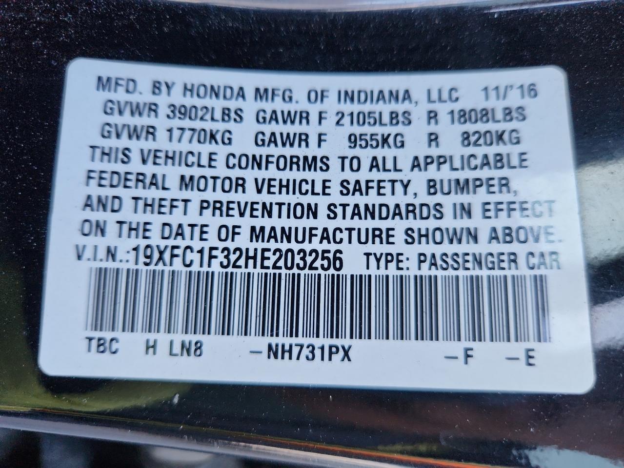 2017 HONDA CIVIC