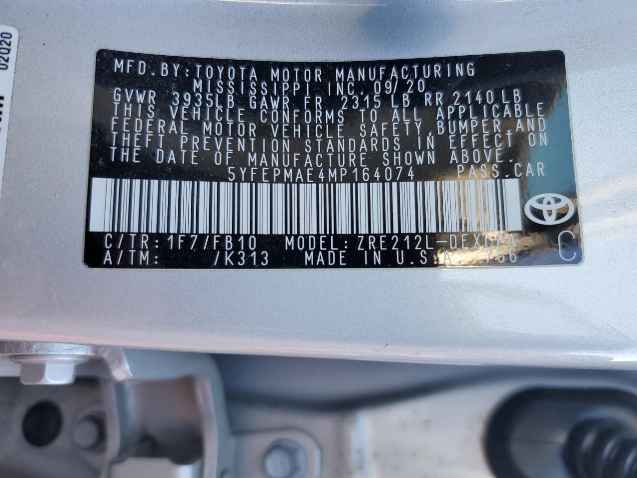 2021 TOYOTA COROLLA