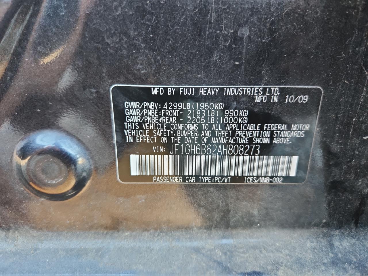 2010 SUBARU IMPREZA