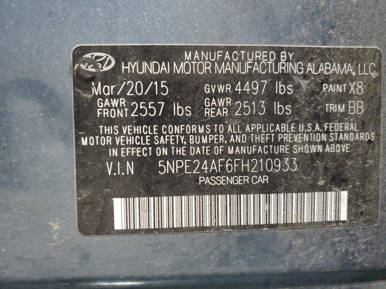2015 HYUNDAI SONATA