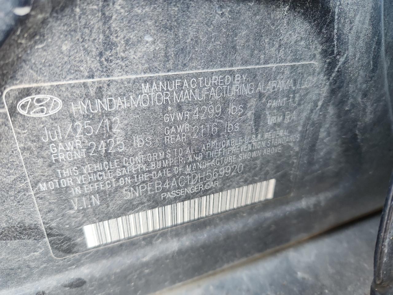 2013 HYUNDAI SONATA