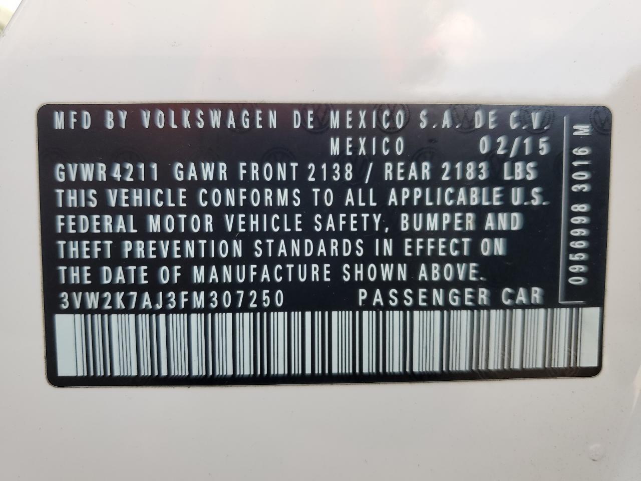 2015 VOLKSWAGEN JETTA