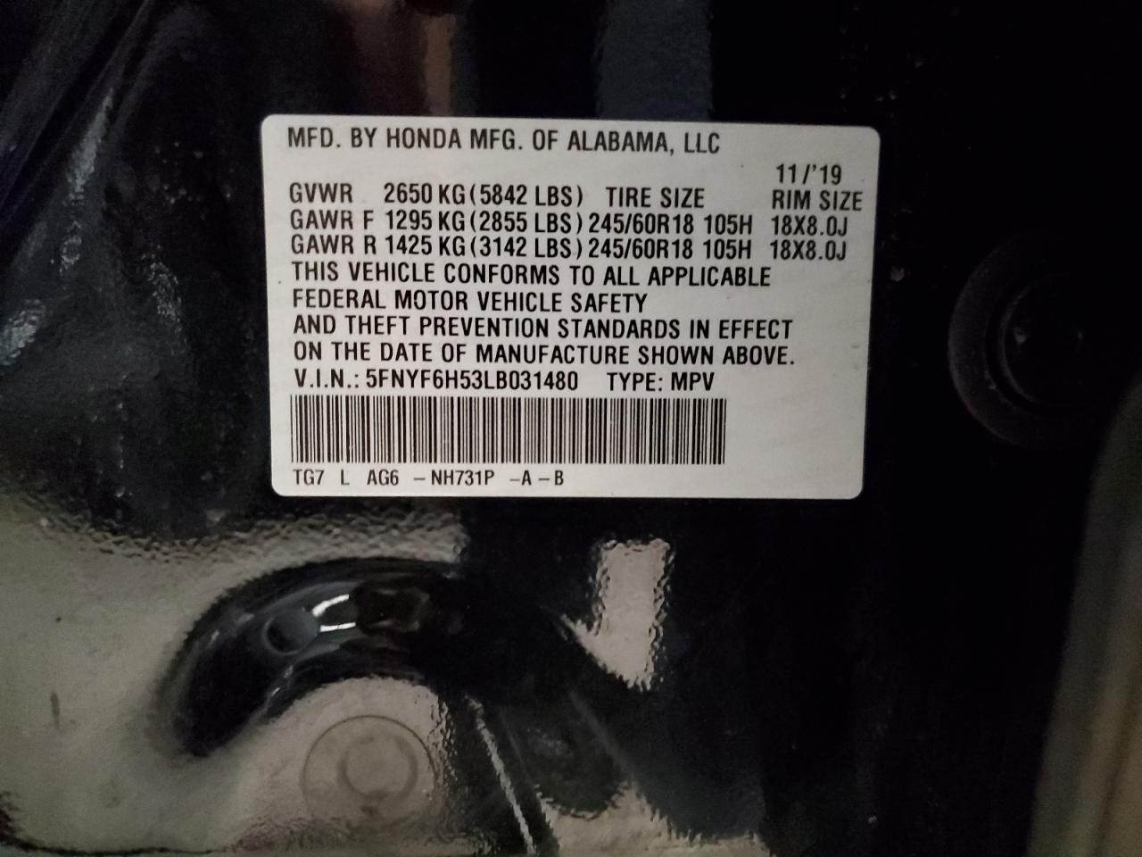 2020 HONDA PILOT