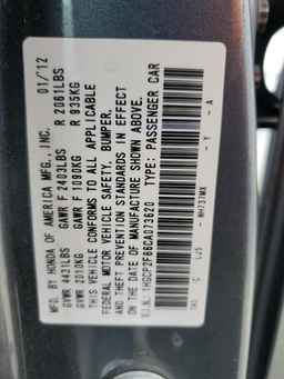 2012 HONDA ACCORD