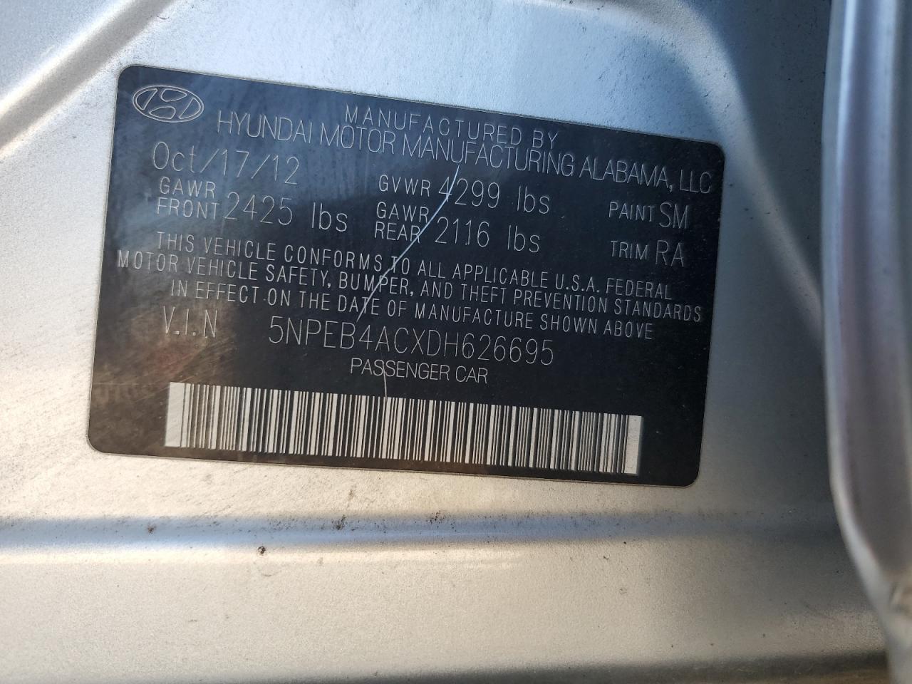 2013 HYUNDAI SONATA