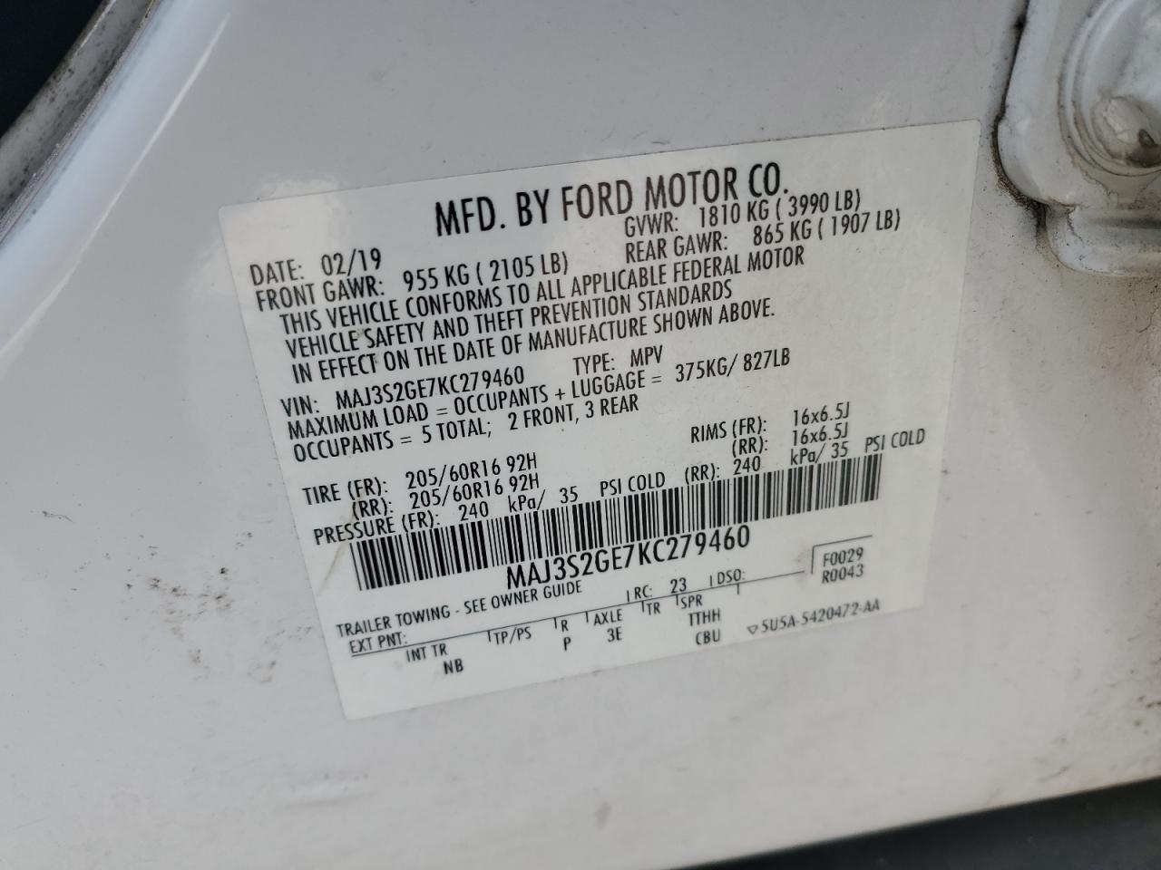 2019 FORD EcoSport