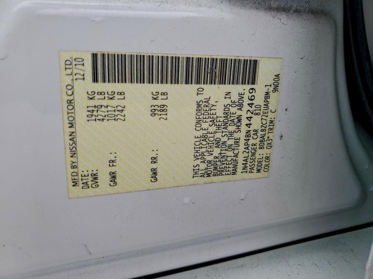 2011 NISSAN ALTIMA