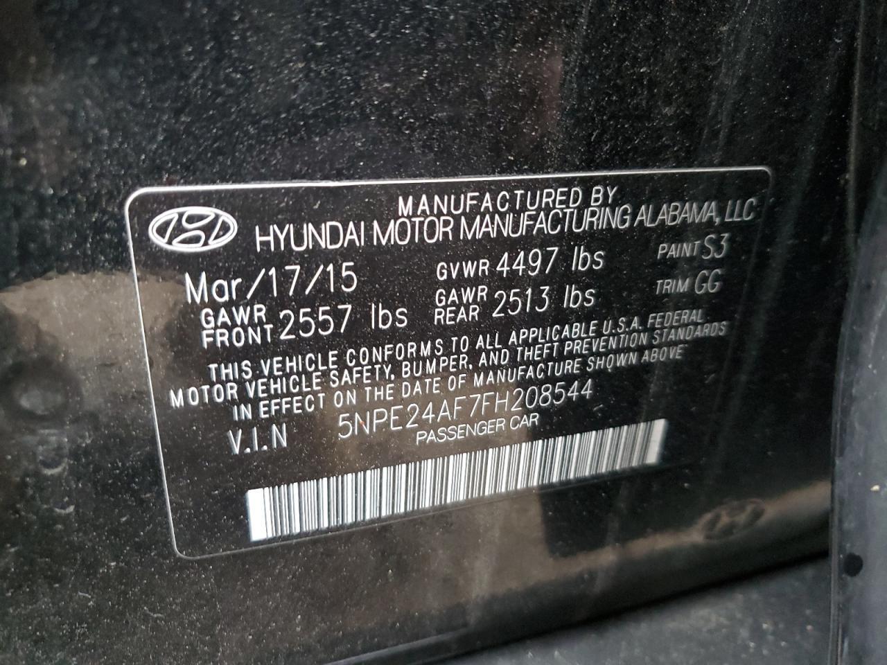 2015 HYUNDAI SONATA