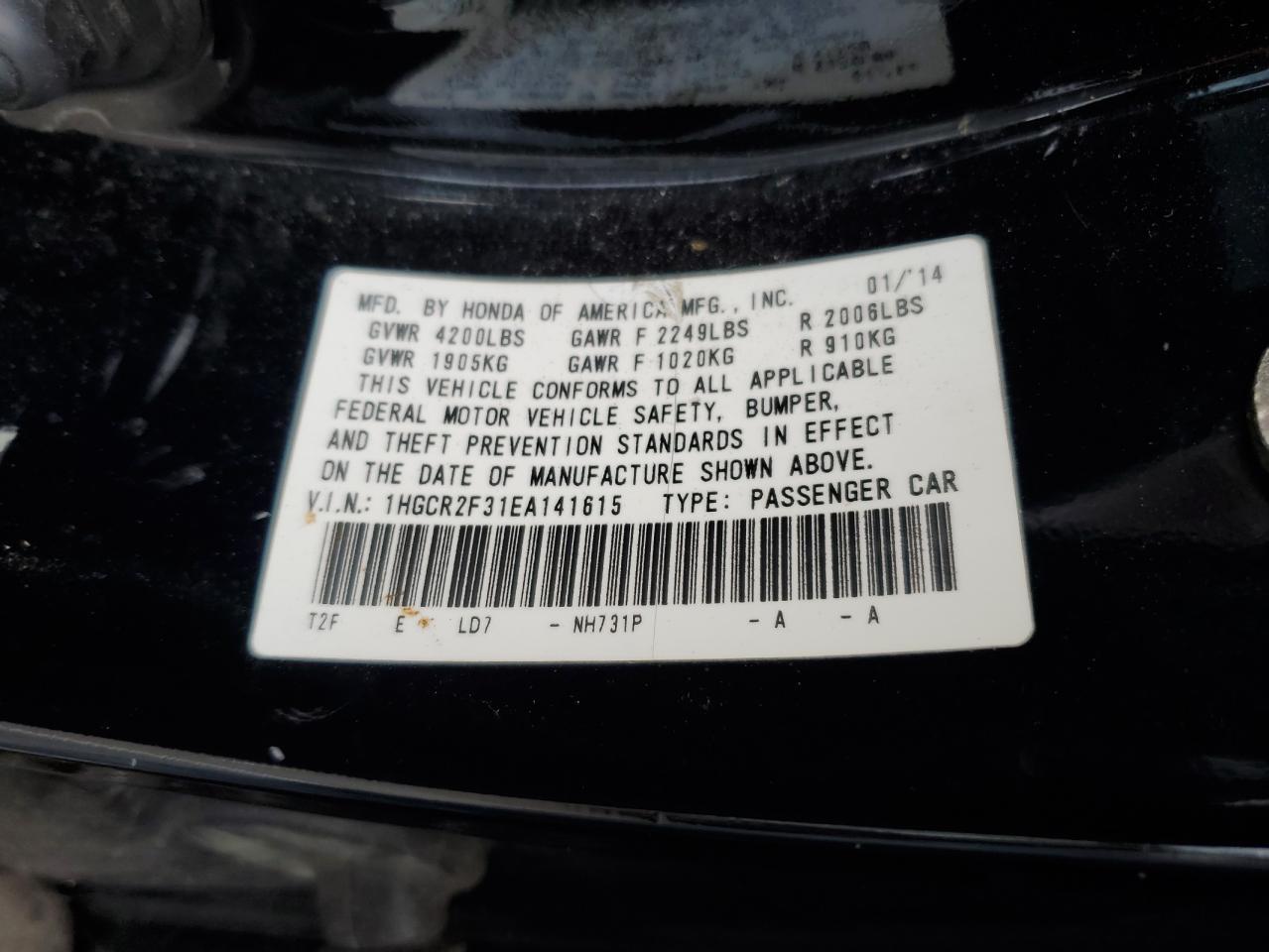 2014 HONDA ACCORD