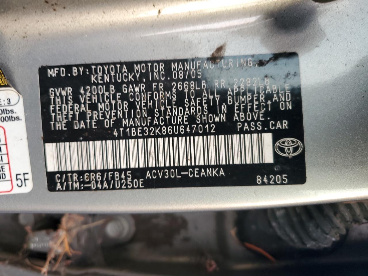 2006 TOYOTA CAMRY