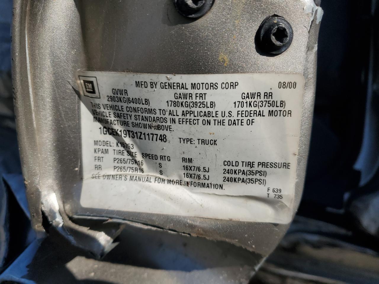 2001 CHEVROLET Silverado