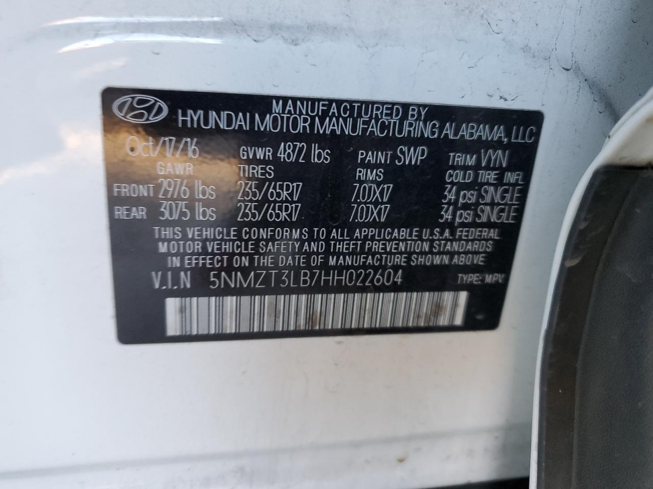 2017 HYUNDAI SANTA FE