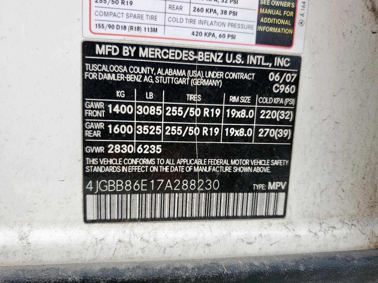 2007 MERCEDES-BENZ ML-Class