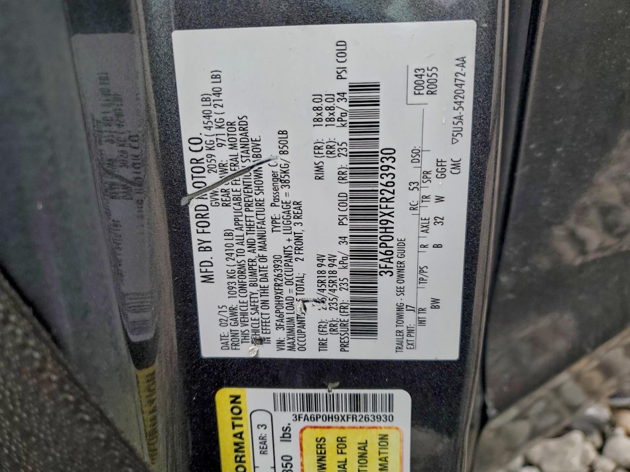 2015 FORD FUSION