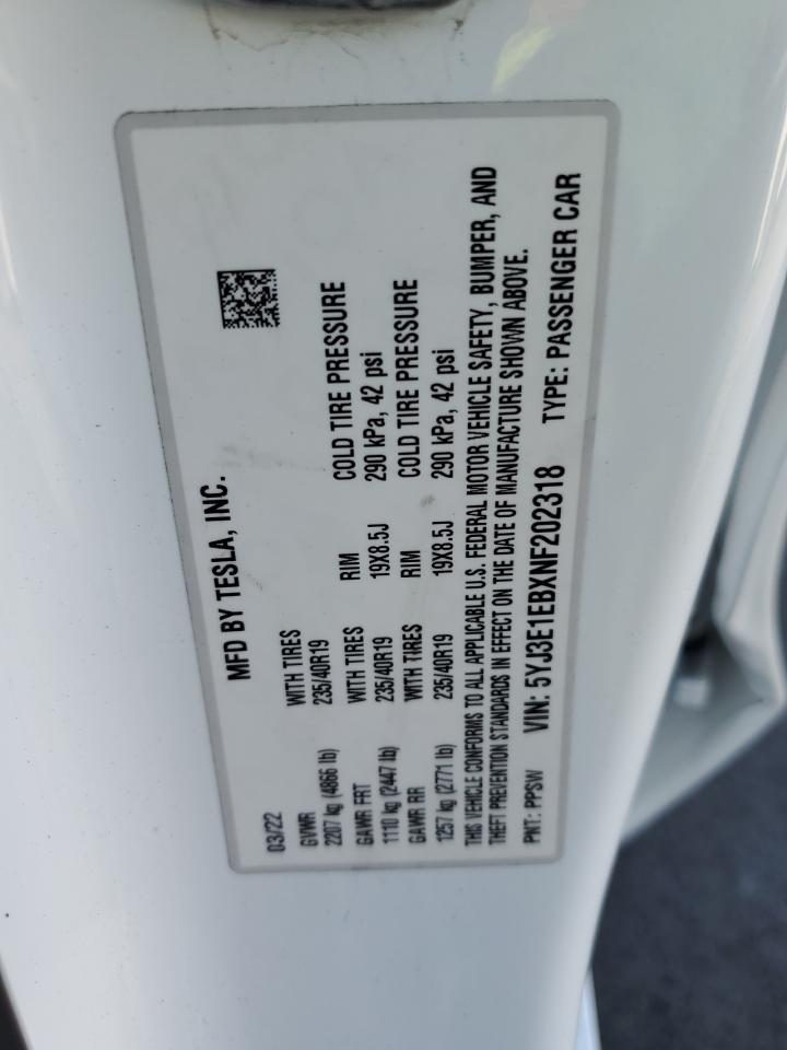 2022 TESLA MODEL 3