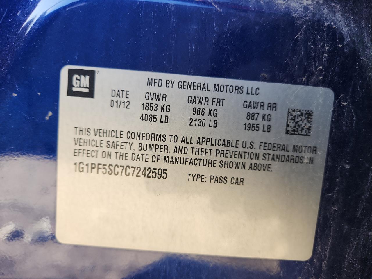 2012 CHEVROLET CRUZE
