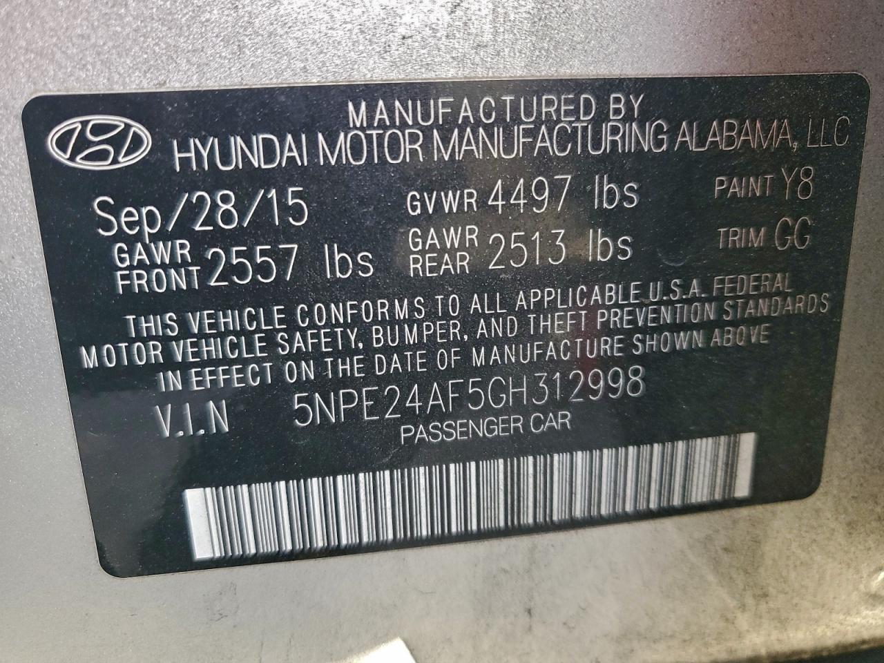 2016 HYUNDAI SONATA