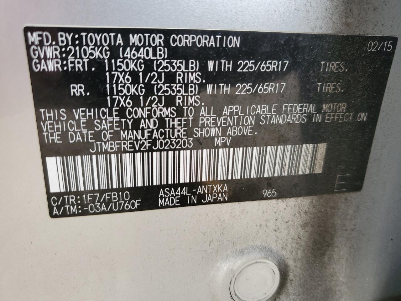 2015 TOYOTA RAV4