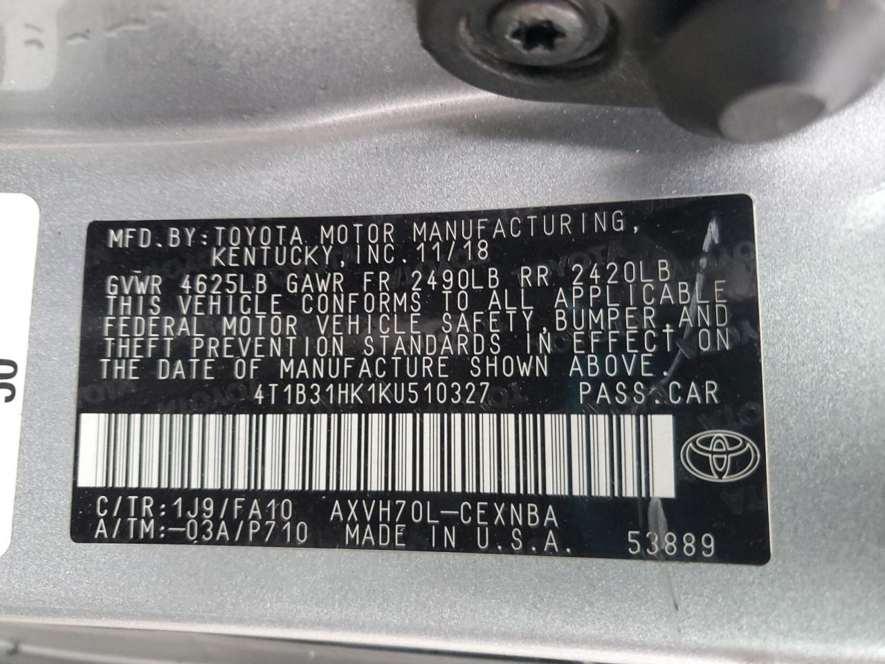 2019 TOYOTA CAMRY