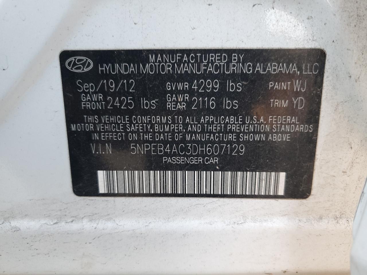 2013 HYUNDAI SONATA