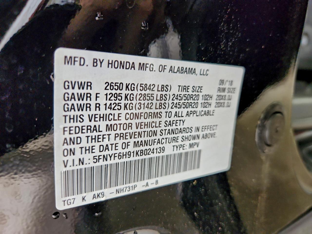 2019 HONDA PILOT
