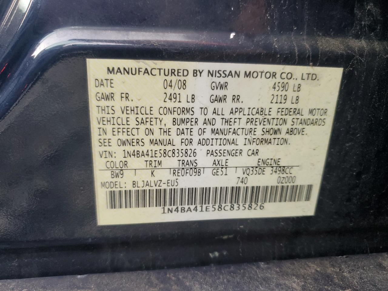 2008 NISSAN Maxima