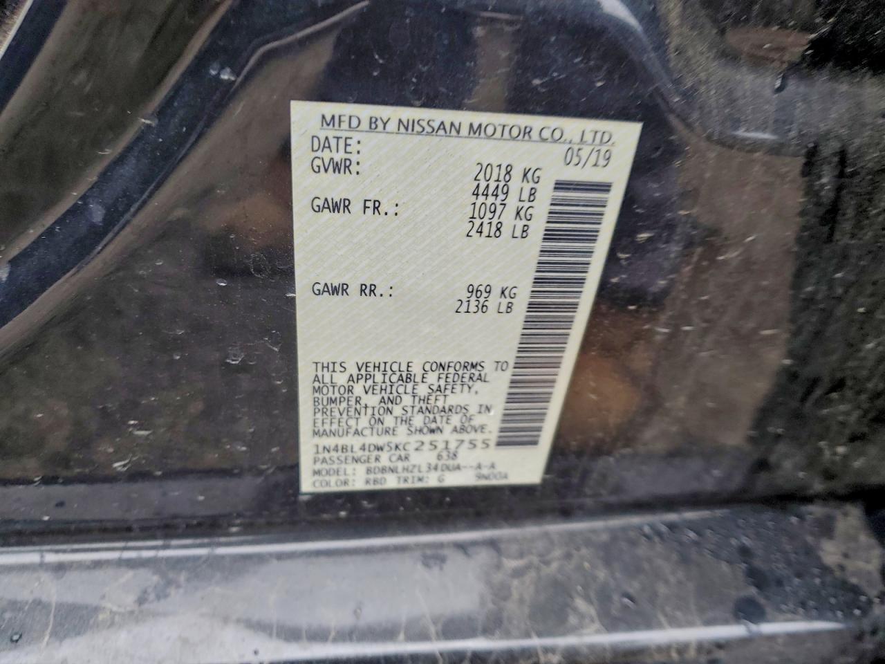 2019 NISSAN ALTIMA