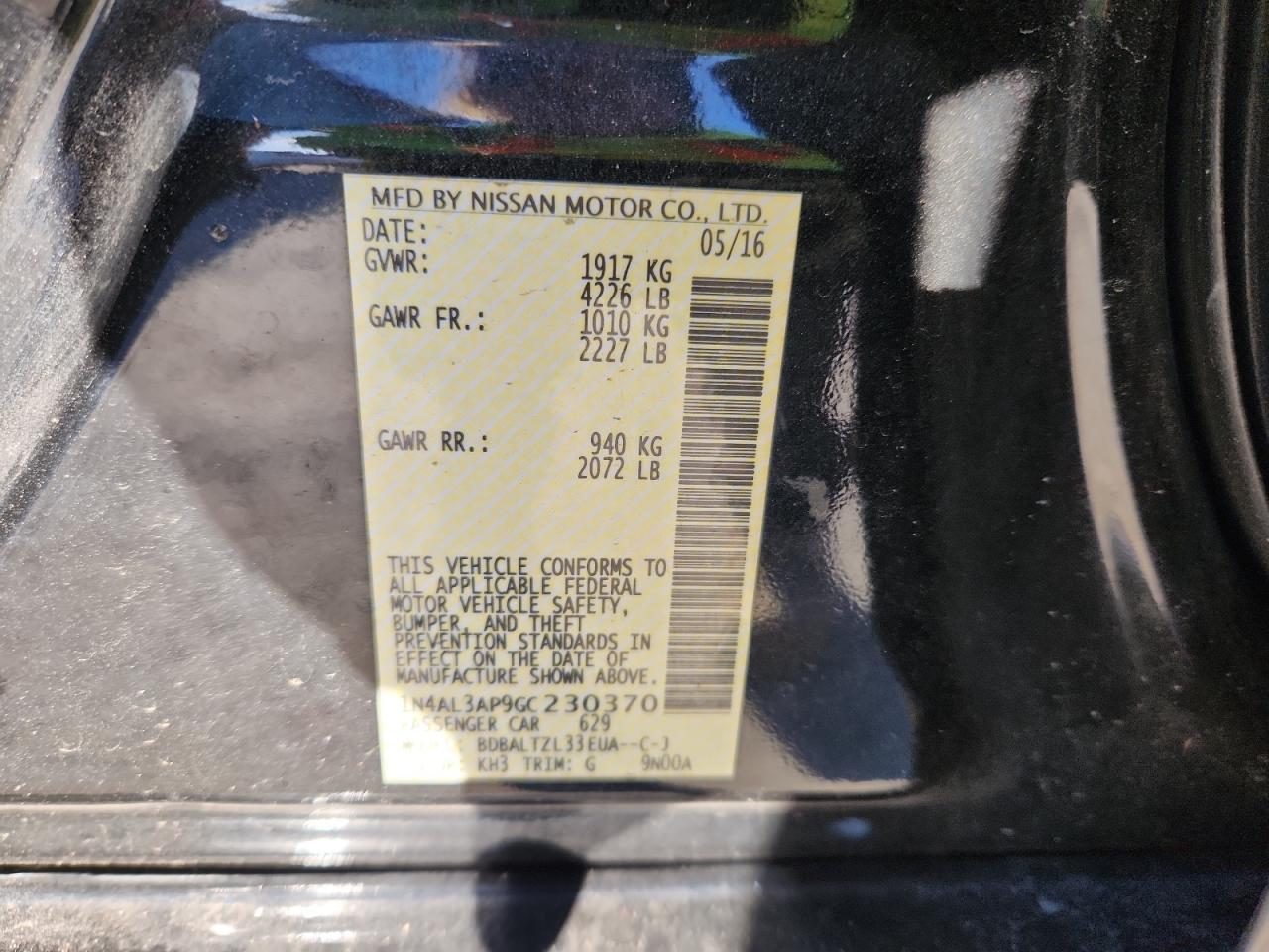 2016 NISSAN ALTIMA