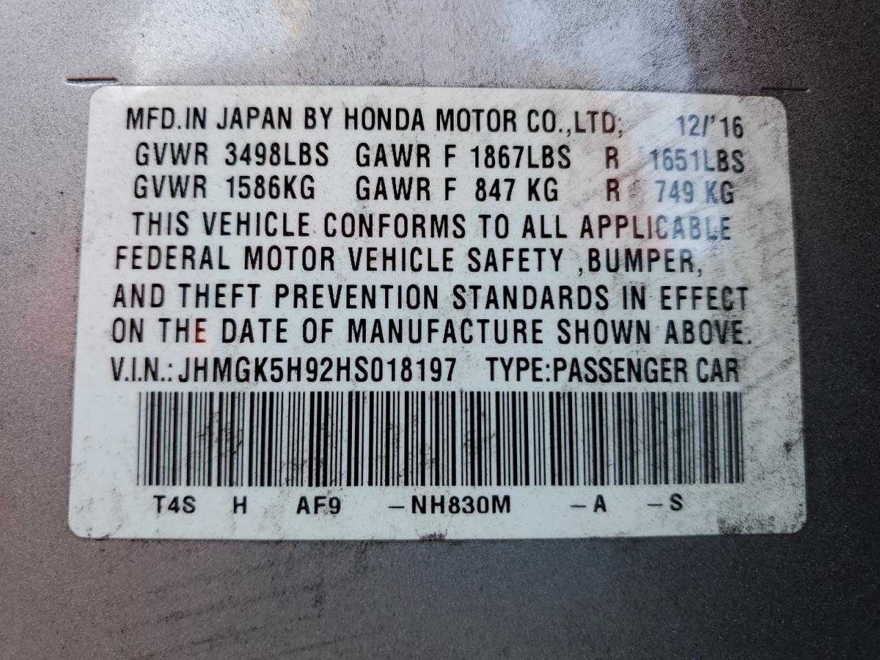 2017 HONDA FIT