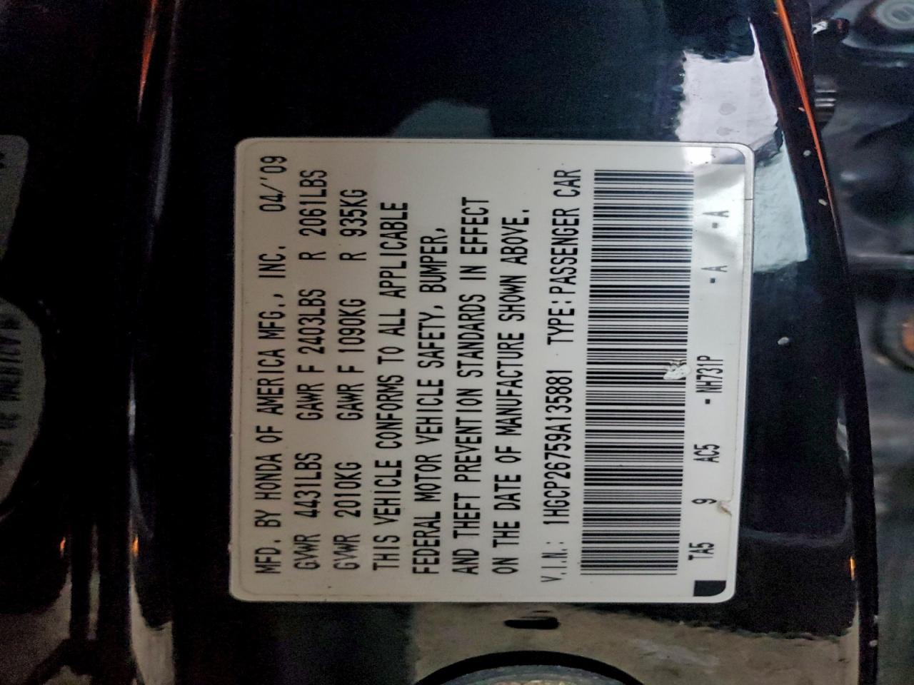 2009 HONDA ACCORD