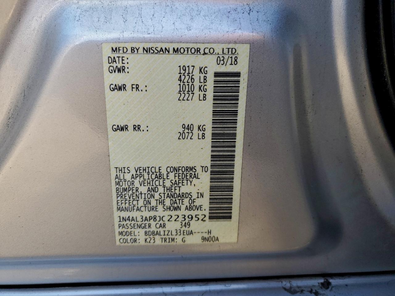 2018 NISSAN ALTIMA