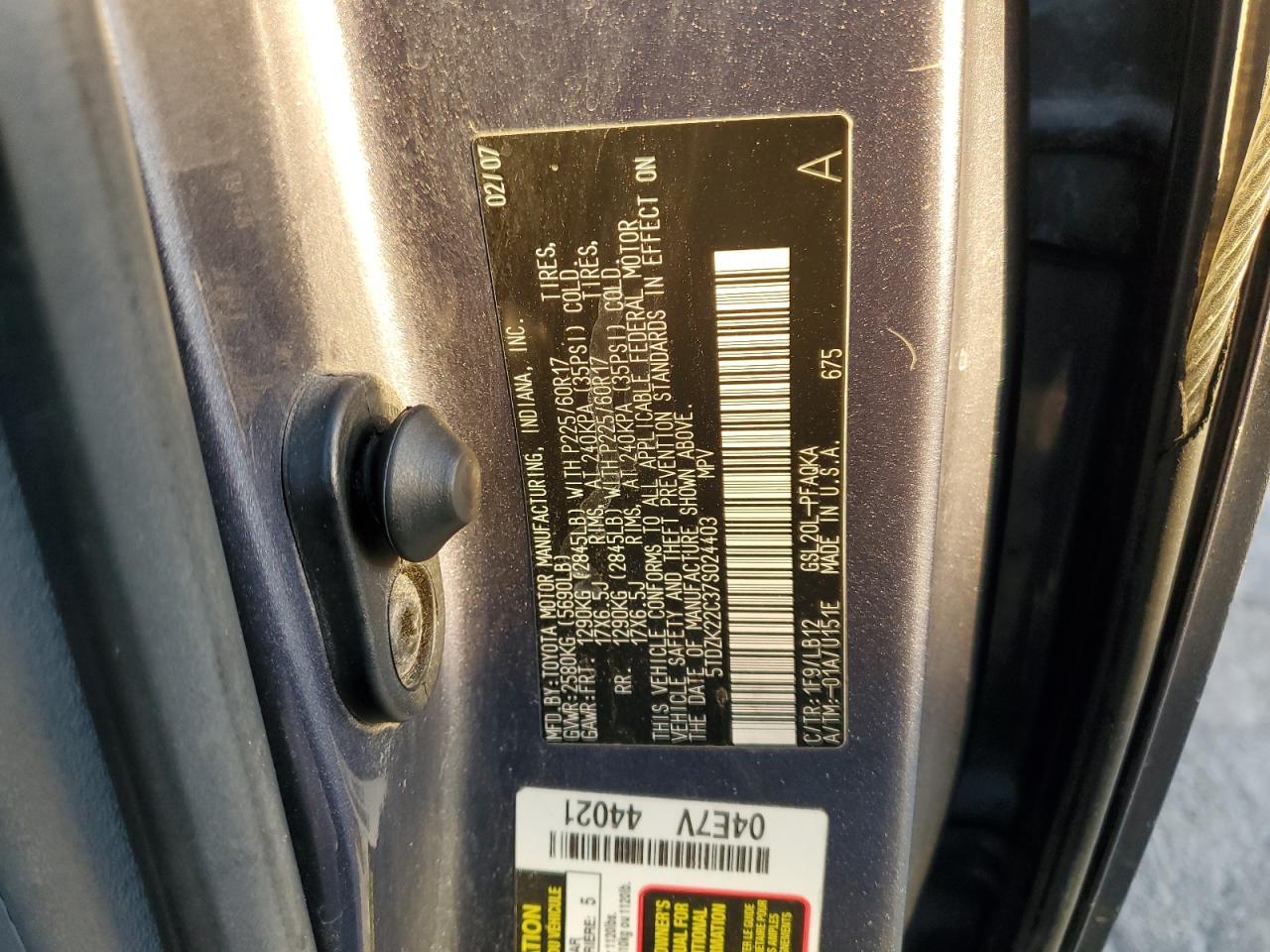 2007 TOYOTA SIENNA
