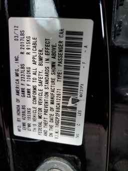 2012 HONDA ACCORD
