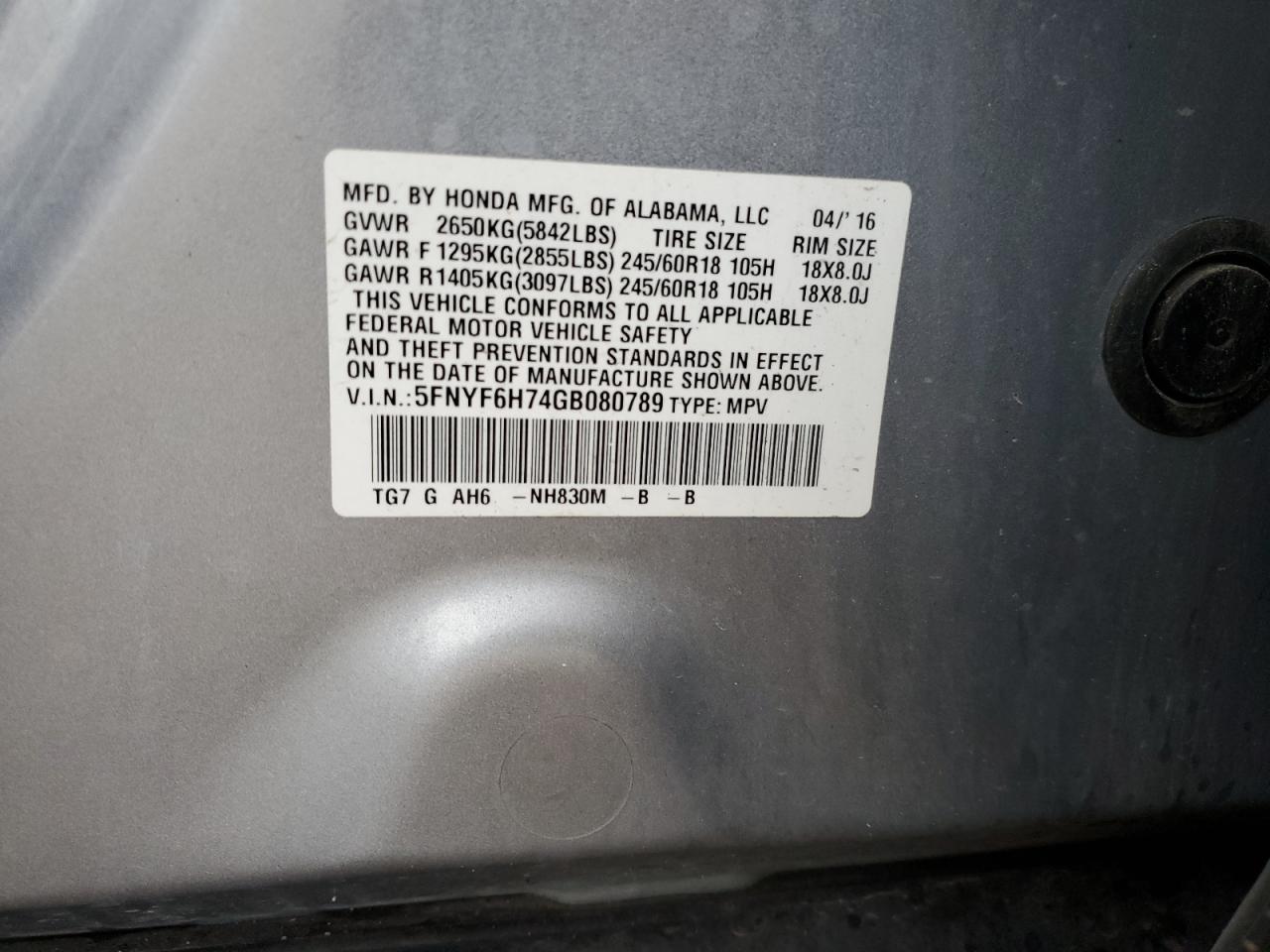 2016 HONDA PILOT