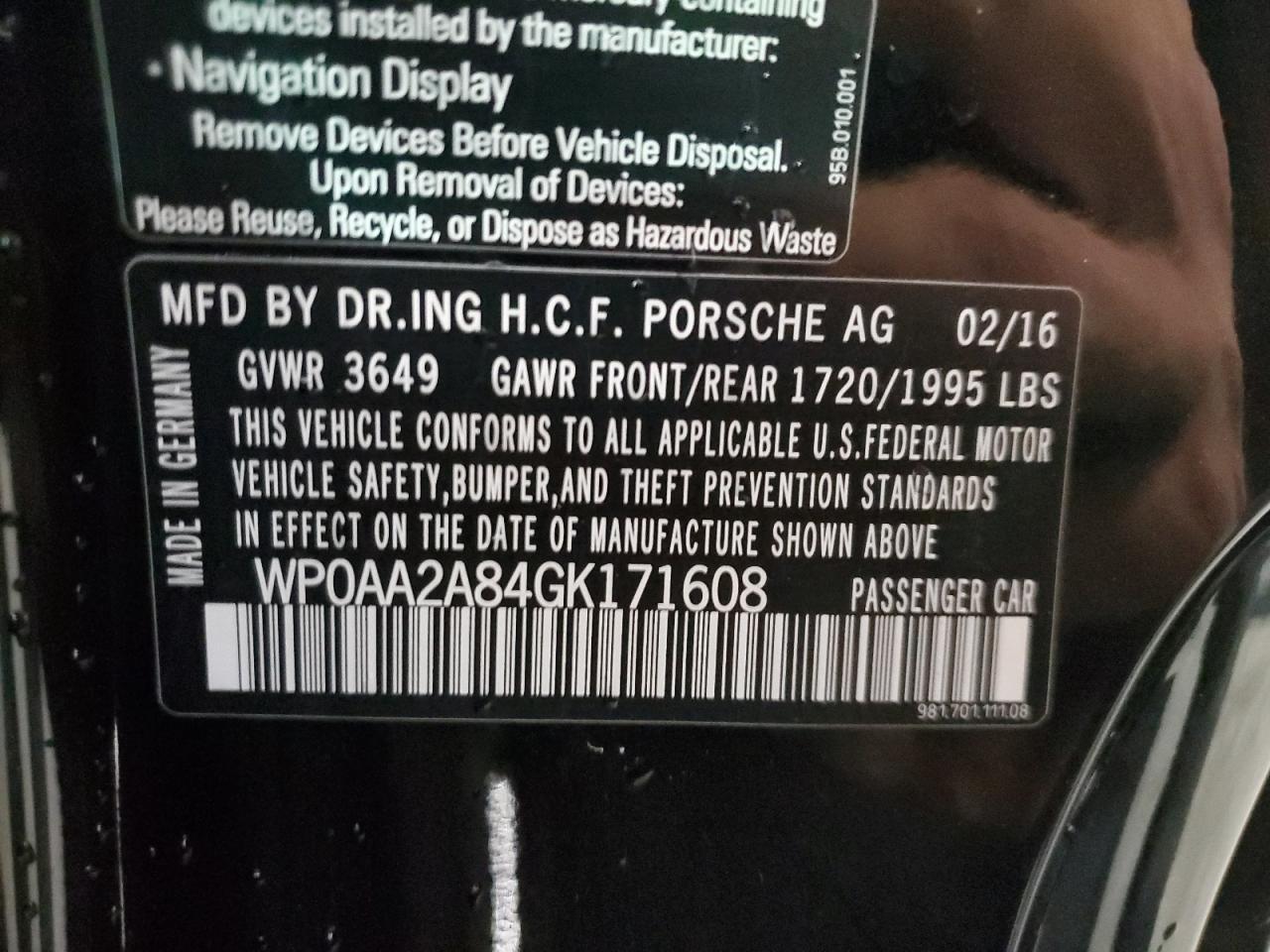 2016 PORSCHE Cayman