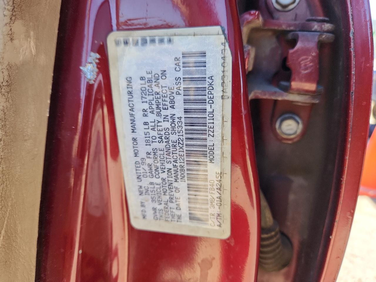 1999 TOYOTA COROLLA