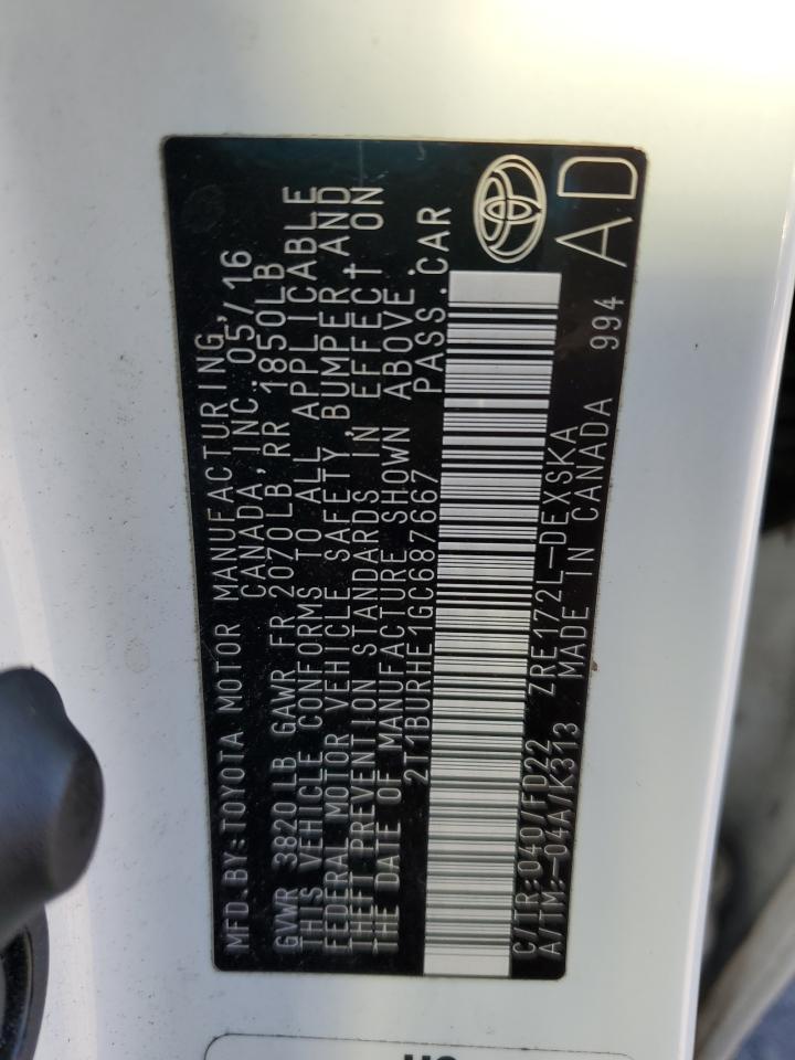 2016 TOYOTA COROLLA