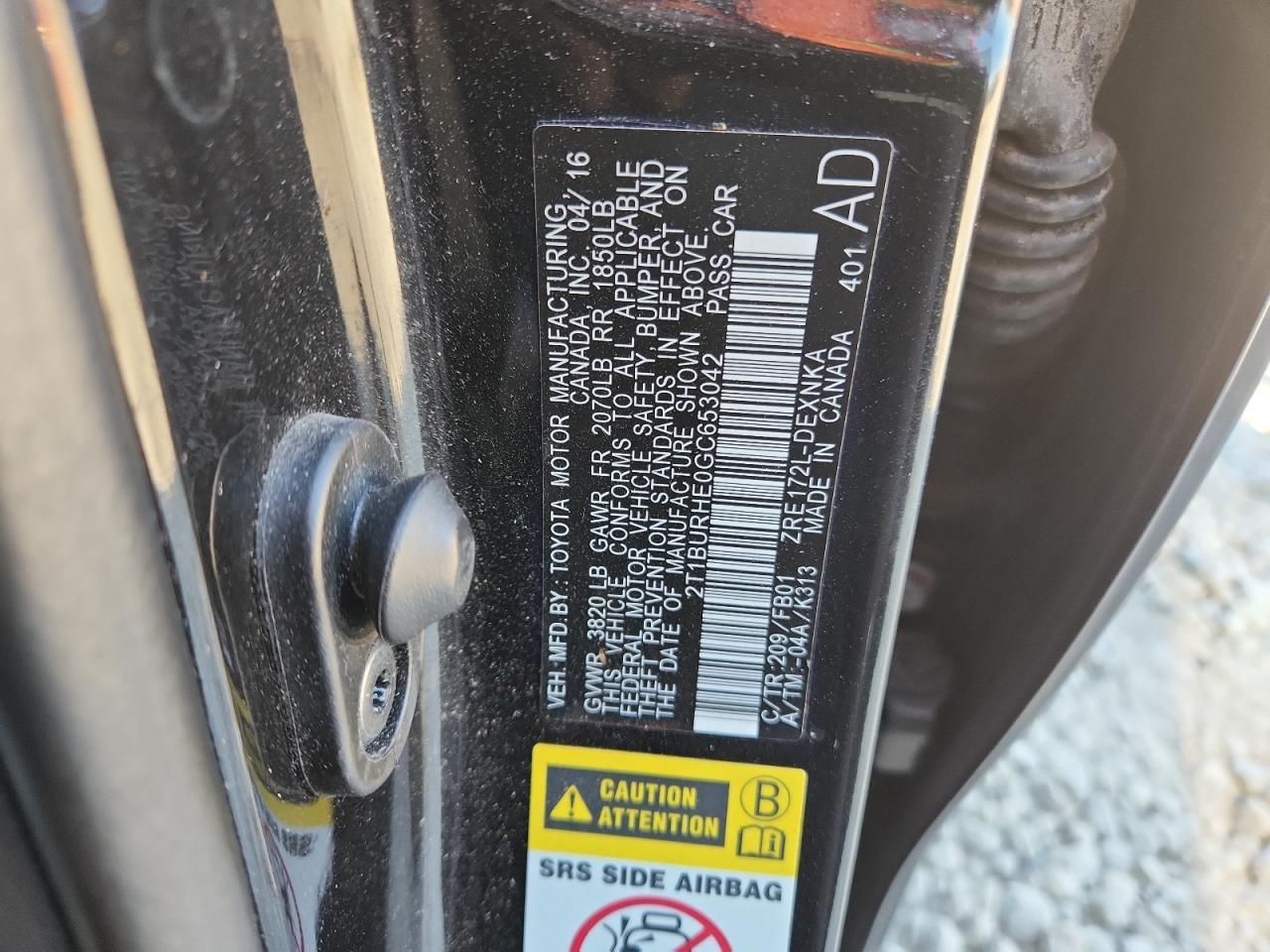 2016 TOYOTA COROLLA