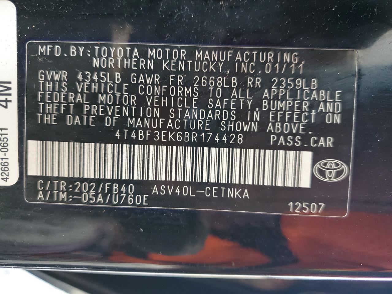 2011 TOYOTA CAMRY