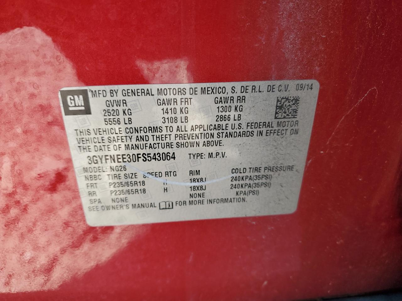 2015 CADILLAC SRX