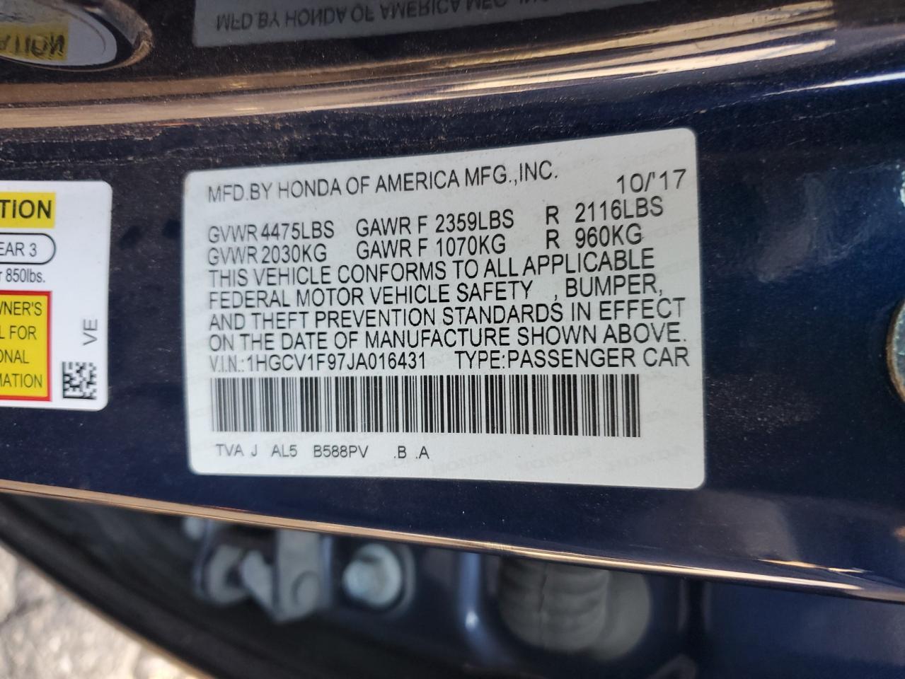 2018 HONDA ACCORD