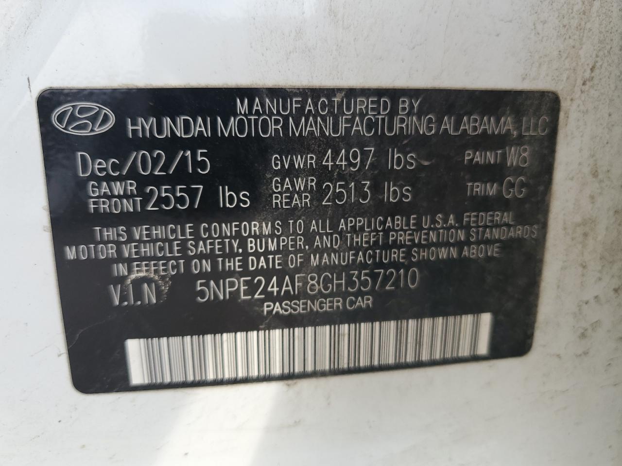 2016 HYUNDAI SONATA